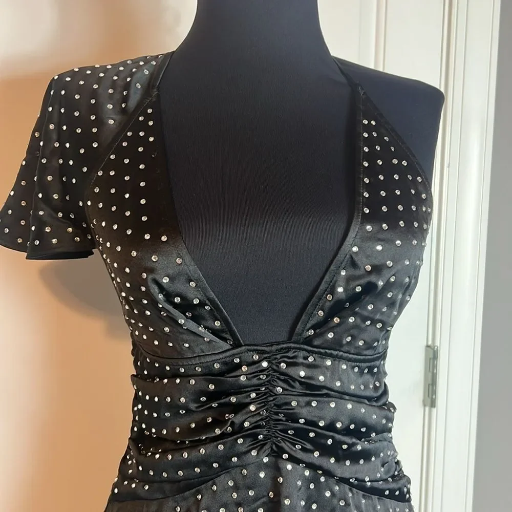BNWT - WEWOREWHAT - CRYSTAL ASYMMETRICAL BLACK DRESS - 2 - Picture 3 of 8